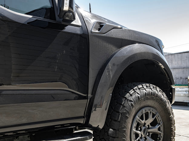 2021-UP F-150 RAPTOR | FACTORY STYLE CARBON FIBER SIDE FENDER FLARES REPLACEMENT (FRONT AND / OR REAR)