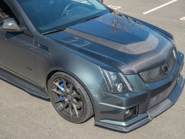 2009-2015 Cadillac CTS-V V2 SDP Style Double Sided Carbon Fiber Cowl Hood
