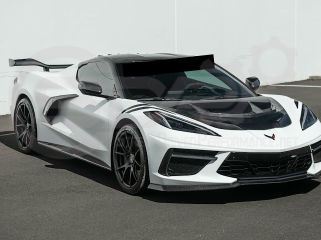 2020-PRESENT CHEVROLET CORVETTE C8 | ZR1 REPLICA STYLE DOUBLE SIDED CARBON FIBER FRONT VENTED HOOD