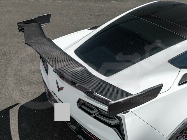 2014-2019 CHEVROLET CORVETTE C7  | EXTENDED REAR HIGH SPOILER WITH WING RISER