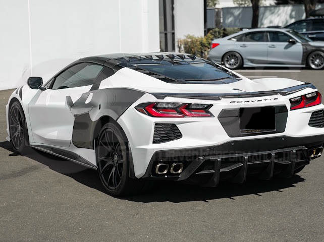 2020-Up Chevrolet Corvette C8 Stingray & Z51 | Carbon Fiber Rear Spoiler Wing Delete Hole Panel Cover