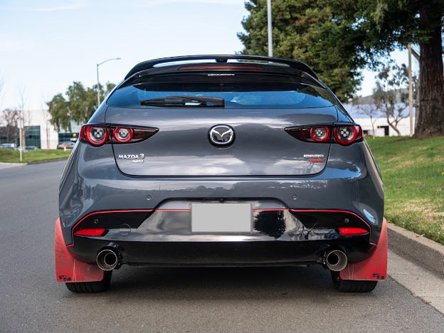 2019-Up Mazda 3 Hatchback | T-304 Dual Muffler Axle Back Burnt Tips Exhaust