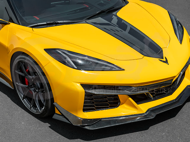 2023-UP CORVETTE C8 Z06 | Z07 EXTENDED PACKAGE CARBON FIBER FRONT LIP SPLITTER & CANARDS GROUND EFFECTS