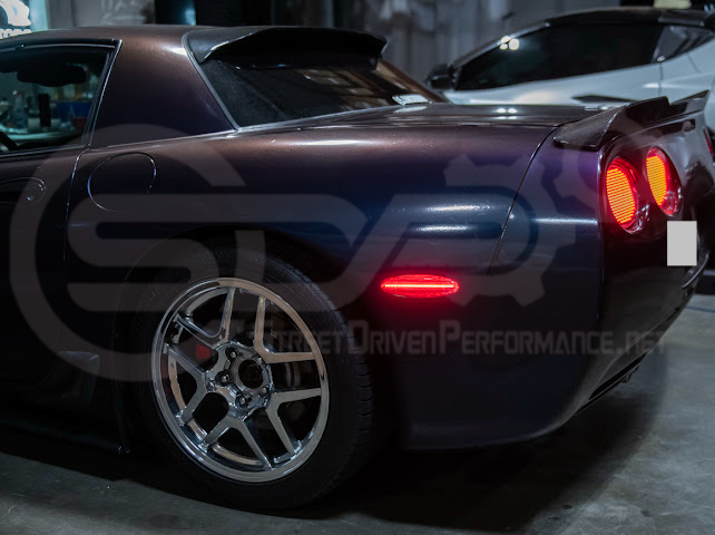 1997-2004 Chevrolet Corvette C5 | Rear Bumper Clear / Red / Black Lens Red LED Side Marker Lights Pair