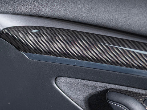 2020-UP TESLA MODEL 3 & Y CARBON FIBER INTERIOR DOOR TRIM PANEL COVER
