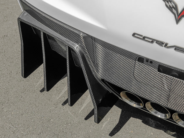 2014-2019 Corvette C7 Performance Track CARBON FIBER Rear Bumper Finned Diffuser