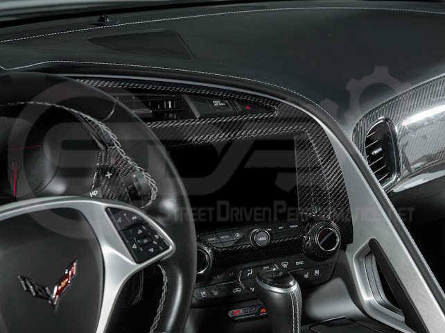 2014-2019 CHEVROLET CORVETTE C7 | FACTORY STYLE DRY CARBON FIBER CENTER INFOTAINMENT INSTRUMENT PANEL CLUSTER TRIM PLATE COVER OVERLAY