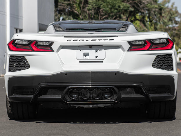 2020-Up Corvette C8 | Z06 Style Rear Center Quad Tips Exhaust Exit Grille Diffuser