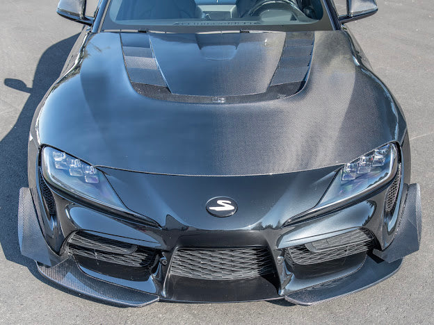 2020-UP TOYOTA SUPRA A91 CARBON FIBER FRONT SPLITTER LIP GROUND EFFECTS (2 PEICE)