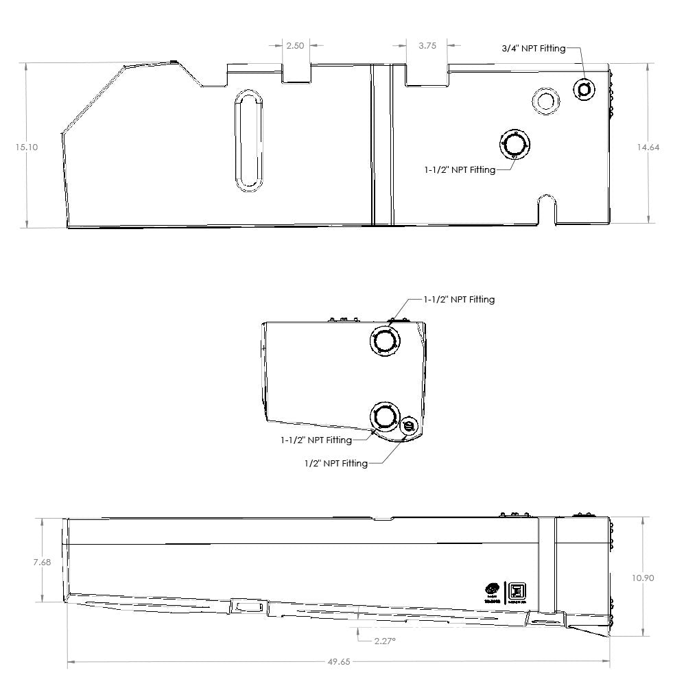 22 Gallon Drivers Side Undercarriage Fresh Water Tank for 2015-2024 Ford Transit 148" & 148" EXT