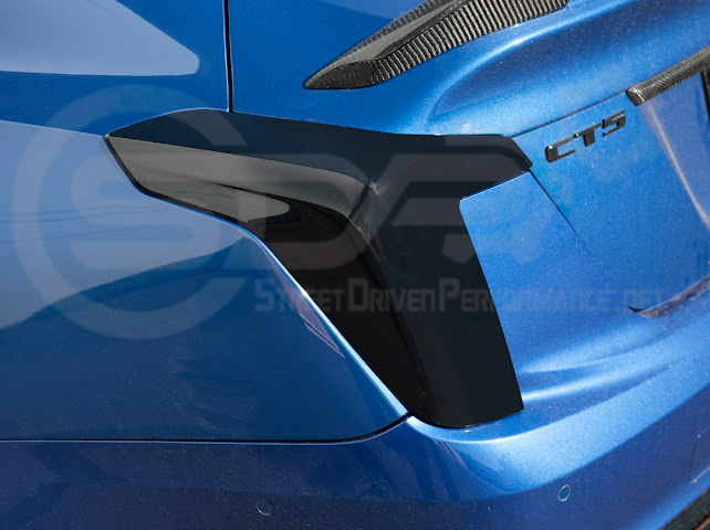 2020-Up Cadillac CT5 & CT5-V | SMOKE TINTED Rear Tail Light Trim Bezel Cover Pair
