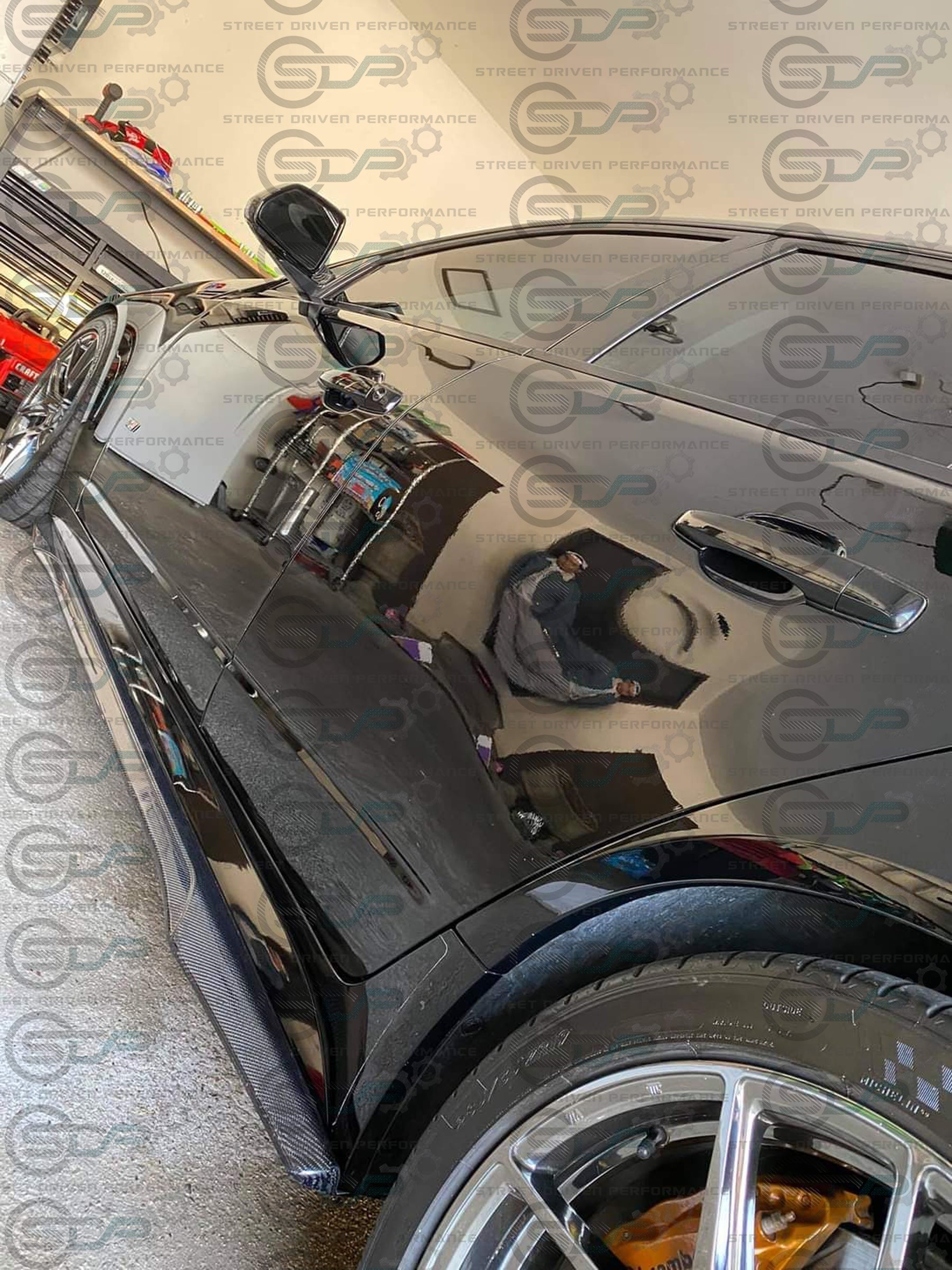 2009-2015 CADILLAC CTS-V CARBON FIBER FRONT SPLITTER & SIDE SKIRTS ROCKER PANELS GROUND EFFECTS