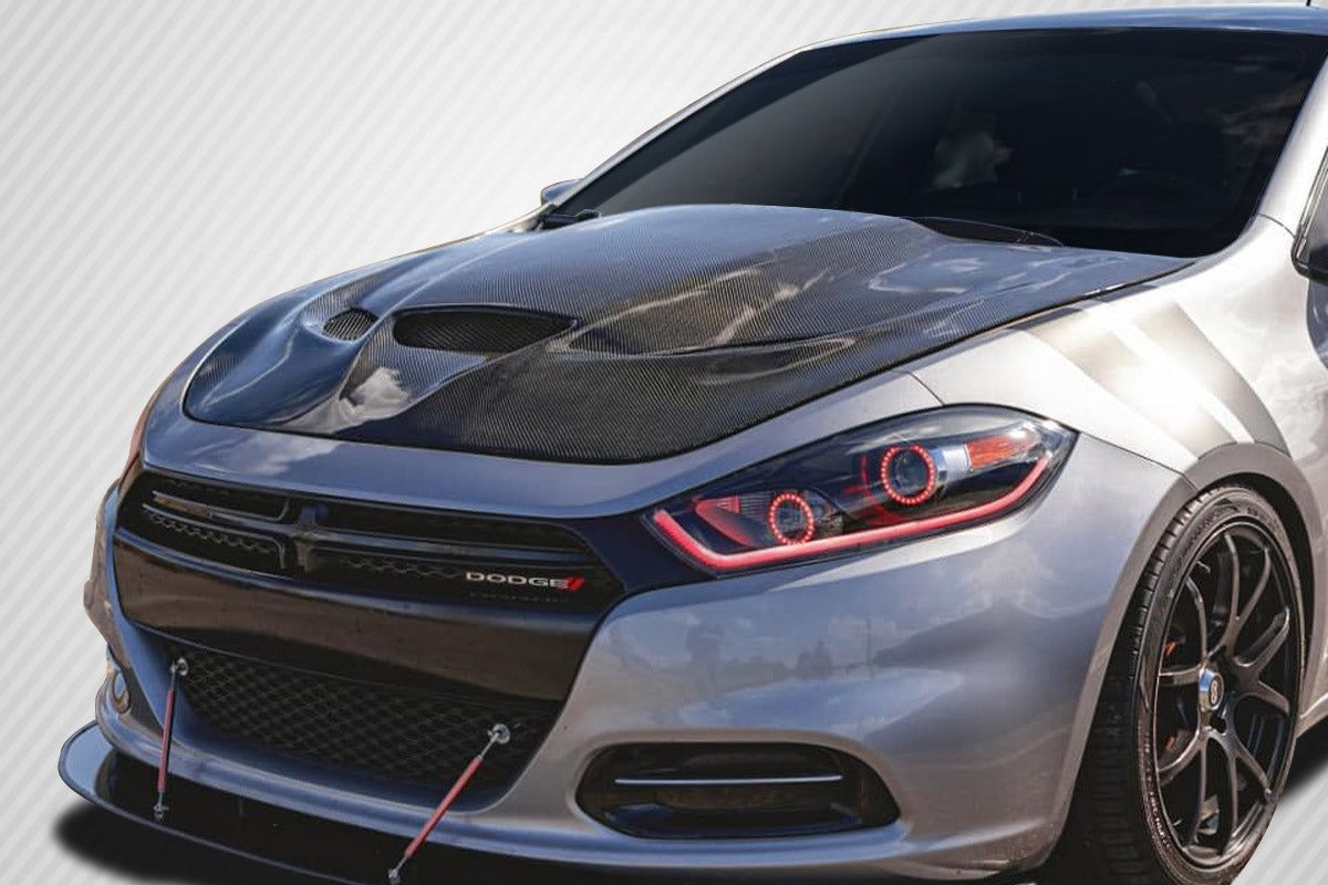 2013-2016 Dodge Dart Carbon Creations Hellcat Look Hood - 1 Piece