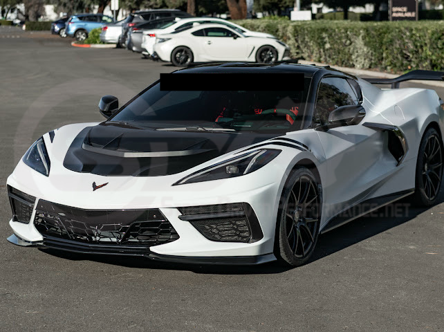 2020-PRESENT CHEVROLET CORVETTE C8 | ZR1 REPLICA STYLE  MATTE BLACK FRONT VENTED HOOD
