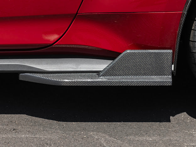 2024-UP FORD MUSTANG S650 | GT350R PERFORMANCE STYLE CARBON FIBER SIDE SKIRTS EXTENSION ROCKER PANELS GROUND EFFECTS