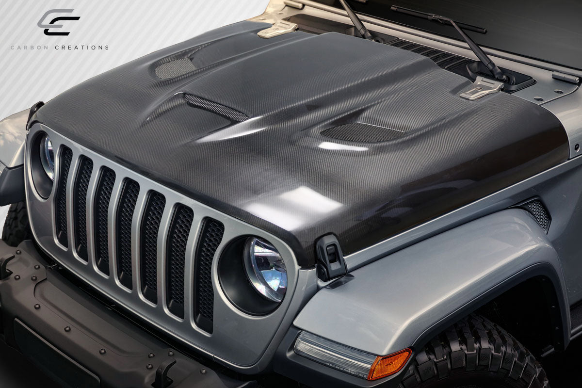 2018-2025 Jeep Wrangler JL Gladiator JT Carbon Creations Hellcat Look Hood - 1 piece