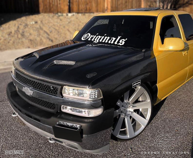 1999-2002 Chevrolet Silverado 2000-2006 Tahoe Suburban Carbon Creations Dual Ram Air Hood - 1 Piece