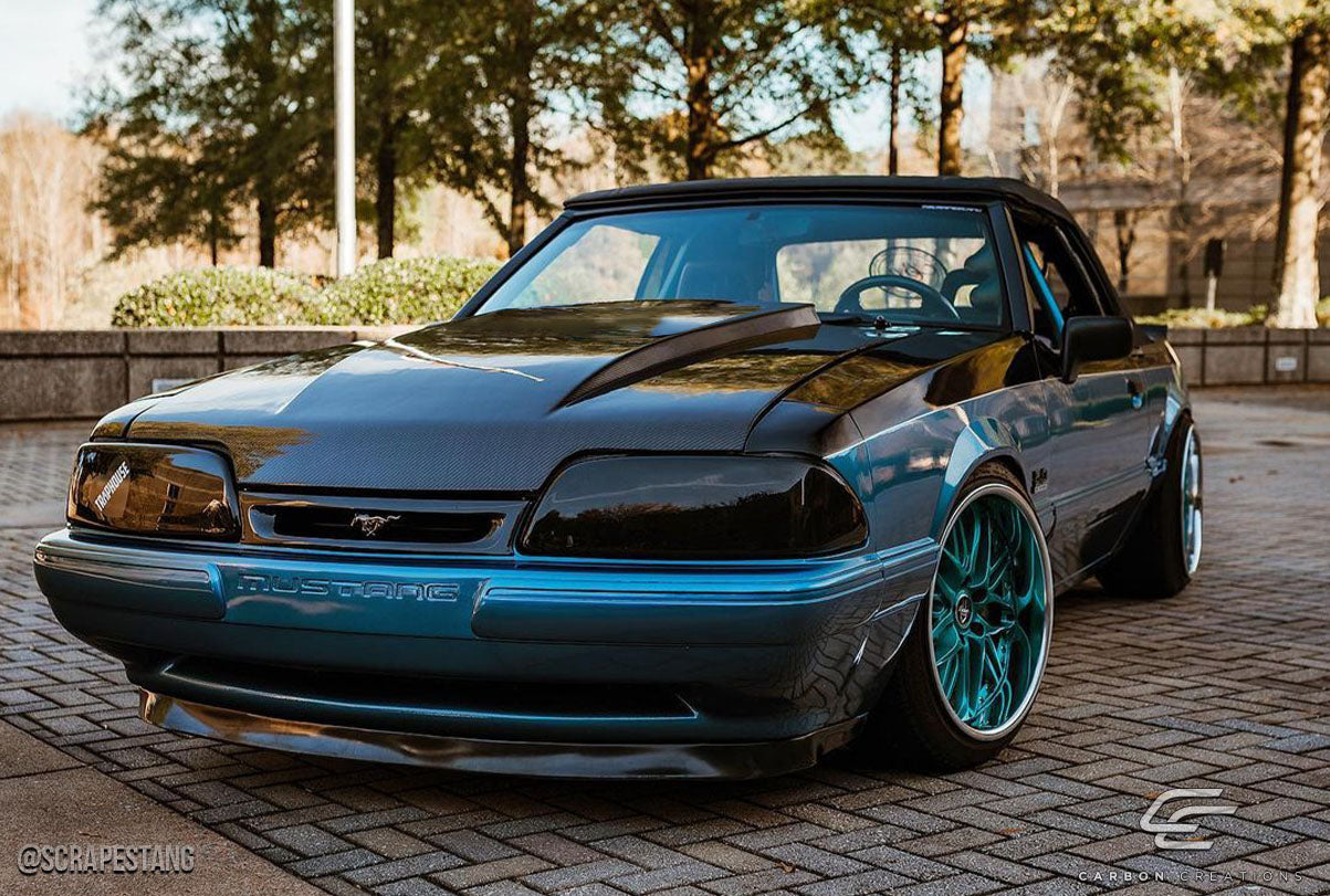 1987-1993 Ford Mustang Carbon Creations 2" Cowl Hood - 1 Piece