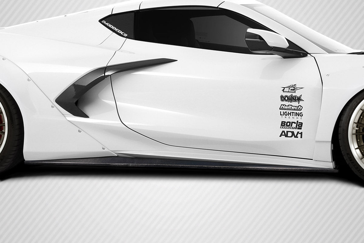 2020-2025 Chevrolet Corvette C8 Carbon Creations Gran Veloce Wide Body Side Skirt Rocker Panel Splitters - 2 Pieces