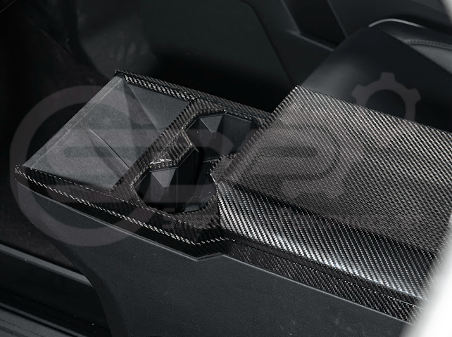 2024-Up Tesla Cybertruck | Interior DRY Carbon Fiber Center Cup Holder Trim Cover