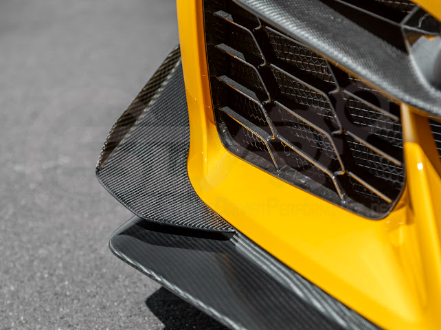 2023-UP CORVETTE C8 Z06 | Z07 EXTENDED PACKAGE CARBON FIBER FRONT LIP SPLITTER & CANARDS GROUND EFFECTS