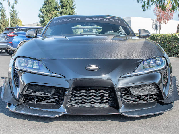 2020-UP TOYOTA SUPRA A91 CARBON FIBER FRONT SPLITTER LIP GROUND EFFECTS (2 PEICE)
