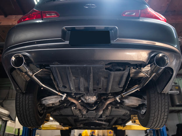 2007-2008 INFINITI G35 SEDAN & 2008-2014 INFINITI G37 SEDAN | MUFFLER DELETE AXLE BACK DUAL TIPS EXHAUST (CHROME TIPS OR BURNT BLUE TIPS)