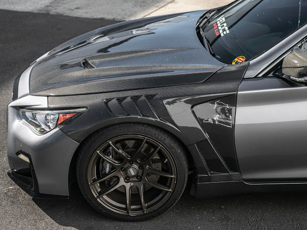 2014-Up Infiniti Q50 V37 | Performance CARBON FIBER Front Vented Hood