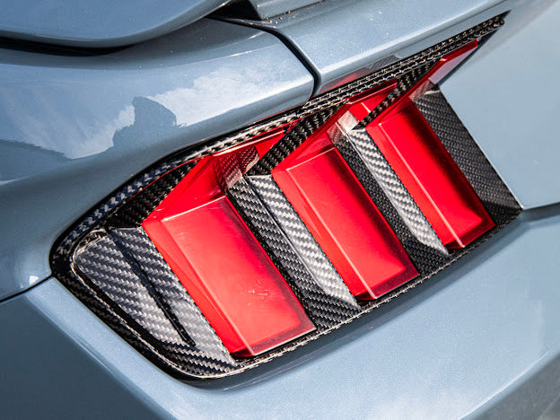 2024-UP FORD MUSTANG S650 | CARBON FIBER REAR TAIL LIGHT TRIM BEZEL COVERS PAIR