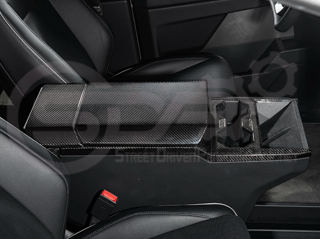2024-Up Tesla Cybertruck | Interior DRY Carbon Fiber Center Cup Holder Trim Cover