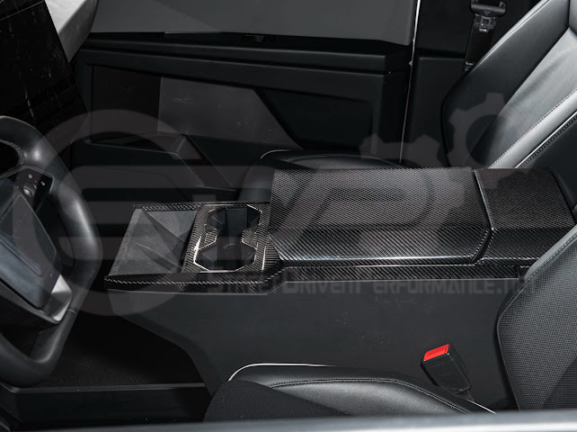 2024-Up Tesla Cybertruck | Interior DRY Carbon Fiber Center Cup Holder Trim Cover
