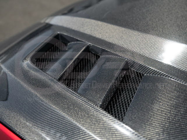 2024-Up Ford Mustang S650 | Terminator Style CARBON FIBER Front Vented Hood