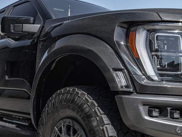 2021-UP F-150 RAPTOR | FACTORY STYLE CARBON FIBER SIDE FENDER FLARES REPLACEMENT (FRONT AND / OR REAR)