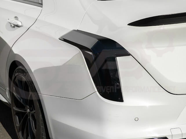 2020-Up Cadillac CT4 | SMOKE TINTED Rear Tail Light Trim Bezel Cover Pair