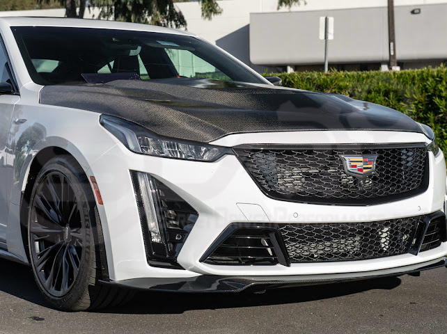 2022-UP CADILLAC CT5-V BLACKWING SEDAN | CARBON FIBER FACTORY EXTENDED STYLE FRONT LIP SPLITTER GROUND EFFECTS