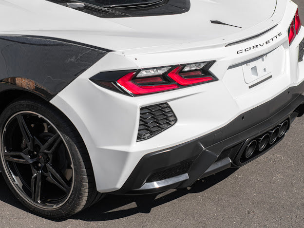 2020-Up Corvette C8 | Z06 Style Rear Center Quad Tips Exhaust Exit Grille Diffuser