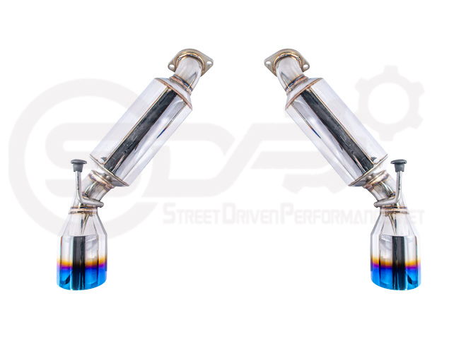 (2014-2016 INFINITI Q60 MUFFLER AXLE BACK EXHAUST (ANDOLIZED SILVER OR BURNT BLUE TIPS)
