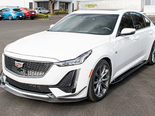 2020-2024 CADILLAC CT5-V & CT5 SPORT | BLACKWING PACKAGE CARBON FIBER FRONT LIP SPLITTER CANARDS