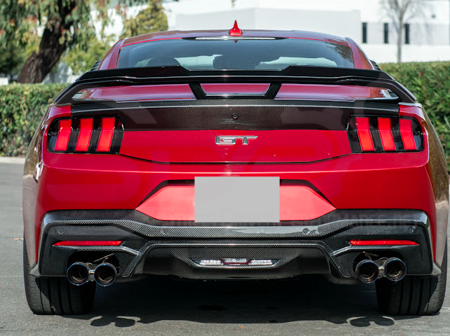 2024-UP FORD MUSTANG | DARKHORSE STYLE GLOSSY BLACK REAR TRUNK LID GURNEY FLAP WICKERBILL WING SPOILER