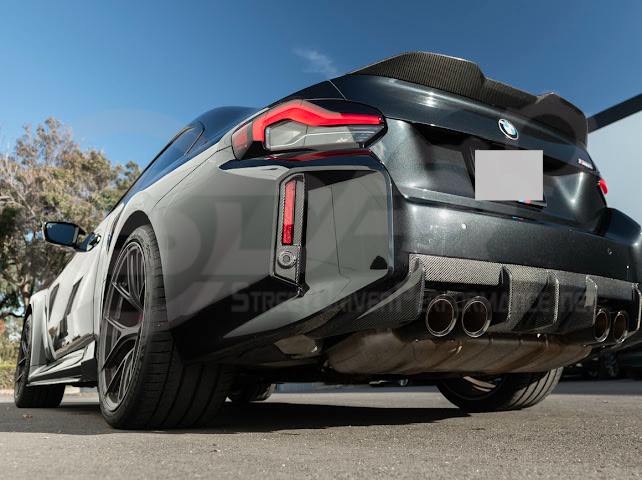 2023-UP BMW G87 M2 | FACTORY STYLE CARBON FIBER REPLACEMENT REAR BUMPER REFLECTOR TRIM PAIR