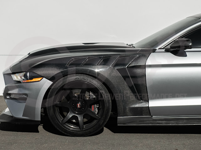 2018-2023 FORD MUSTANG S550 | GTD STYLE FRONT SIDE VENTED FENDERS (CARBON FIBER OR PRIMED BLACK)