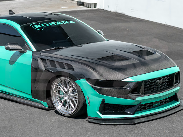 2024-Up Ford Mustang S650 Dark Horse | CARBON FIBER Front Upper Grille Insert Trim Pair