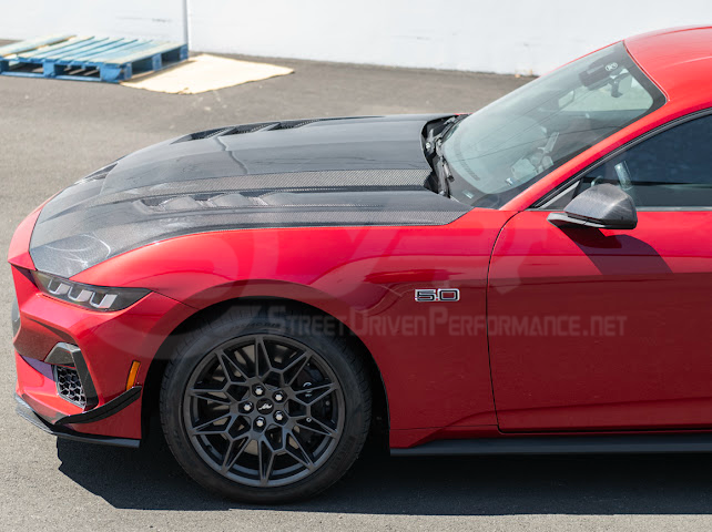 2024-Up Ford Mustang S650 | Terminator Style CARBON FIBER Front Vented Hood