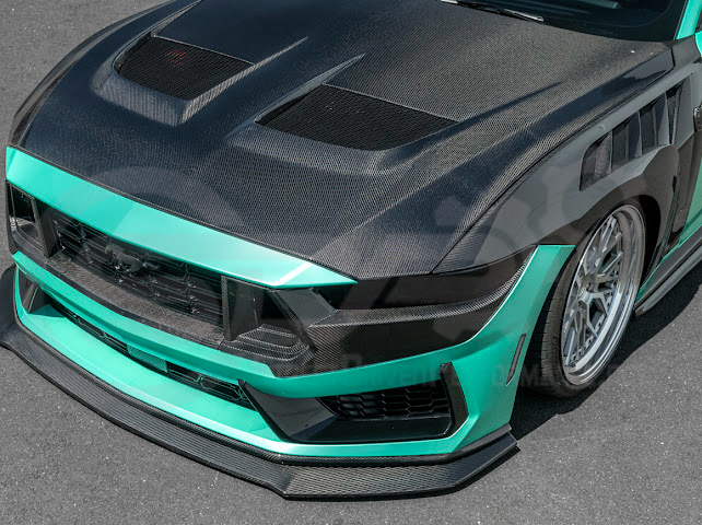 2024-Up Ford Mustang S650 Dark Horse | CARBON FIBER Front Upper Grille Insert Trim Pair