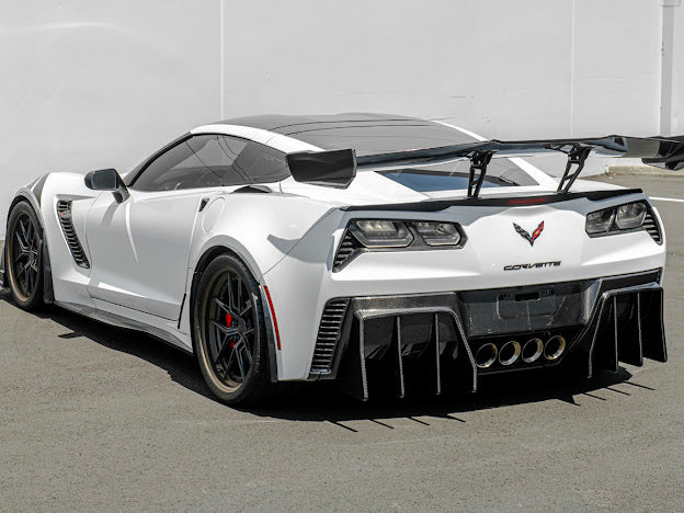 2014-2019 Corvette C7 Performance Track CARBON FIBER Rear Bumper Finned Diffuser