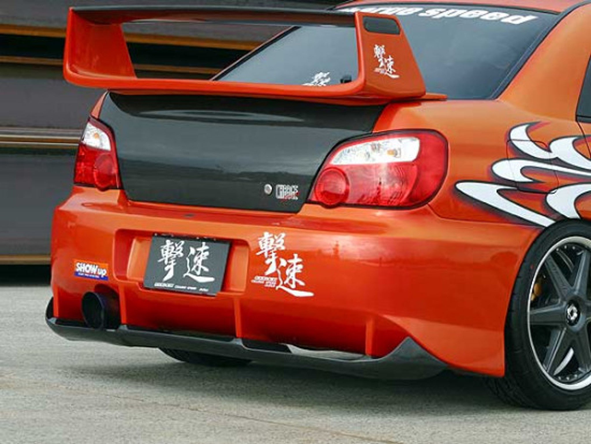 Charge Speed 2002-2003 Subaru Impreza GD-B 4Dr. Round Eye Type-2 Rear Bumper WITH Carbon Diffuser
