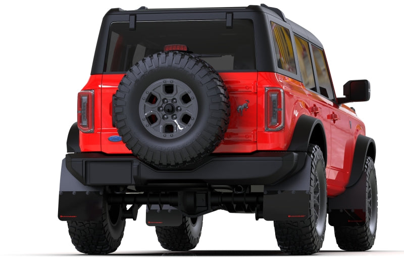 Rally Armor 21-25 Ford Bronco (Steel Bmpr - NO Rptr/Sprt - NO RR/RB) Blk Mud Flap w/Met. Blk Logo