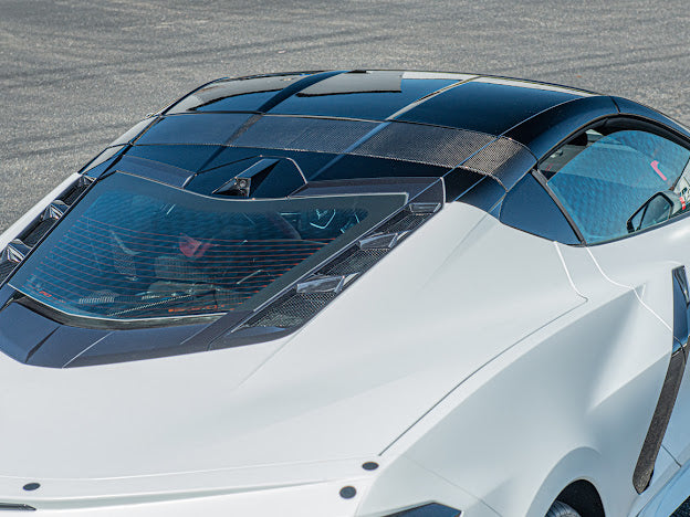 2020+ CHEVROLET CORVETTE C8 CARBON FIBER TOP ROOF PILLAR BOW