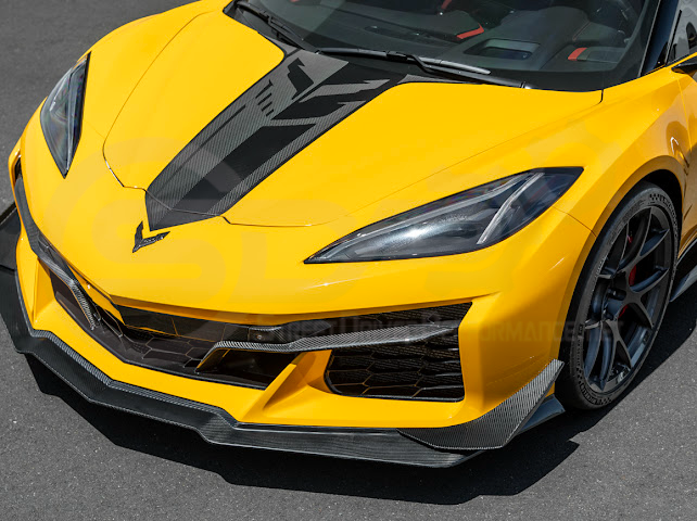 2023-UP CORVETTE C8 Z06 | Z07 EXTENDED PACKAGE CARBON FIBER FRONT LIP SPLITTER & CANARDS GROUND EFFECTS