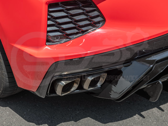 2020-UP CHEVROLET CORVETTE C8 GLOSSY BLACK REAR *ADD-ON*  BUMPER DIFFUSER